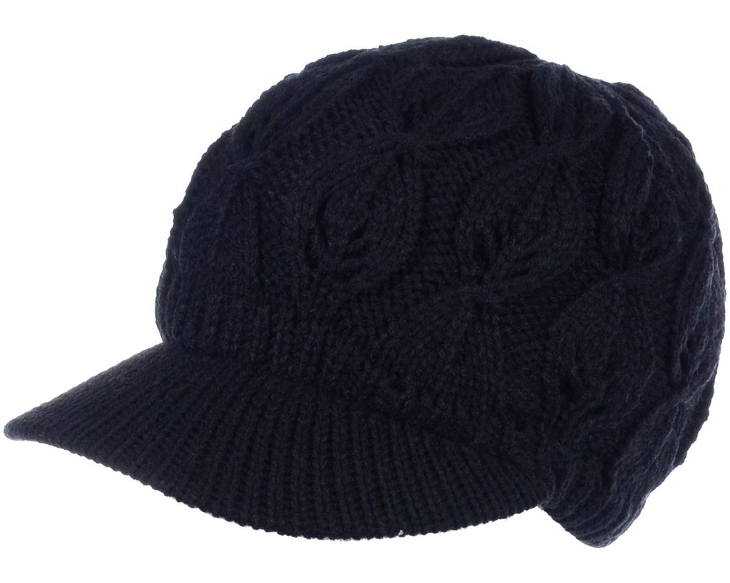 Women's Cable Knit Newsboy Cap with Fleece Lining