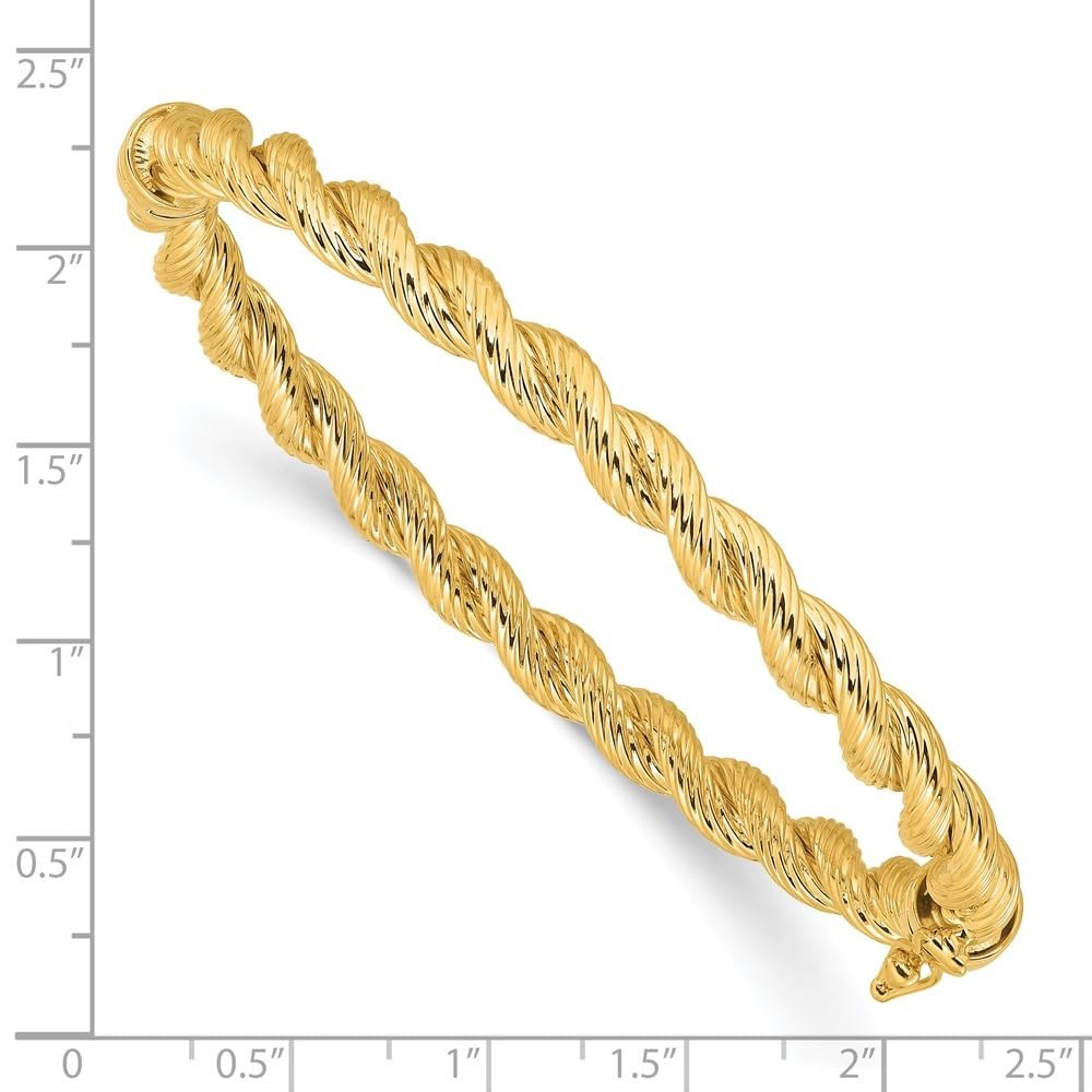 Twisted Hinged Bangle Bracelet, 14K Yellow Gold