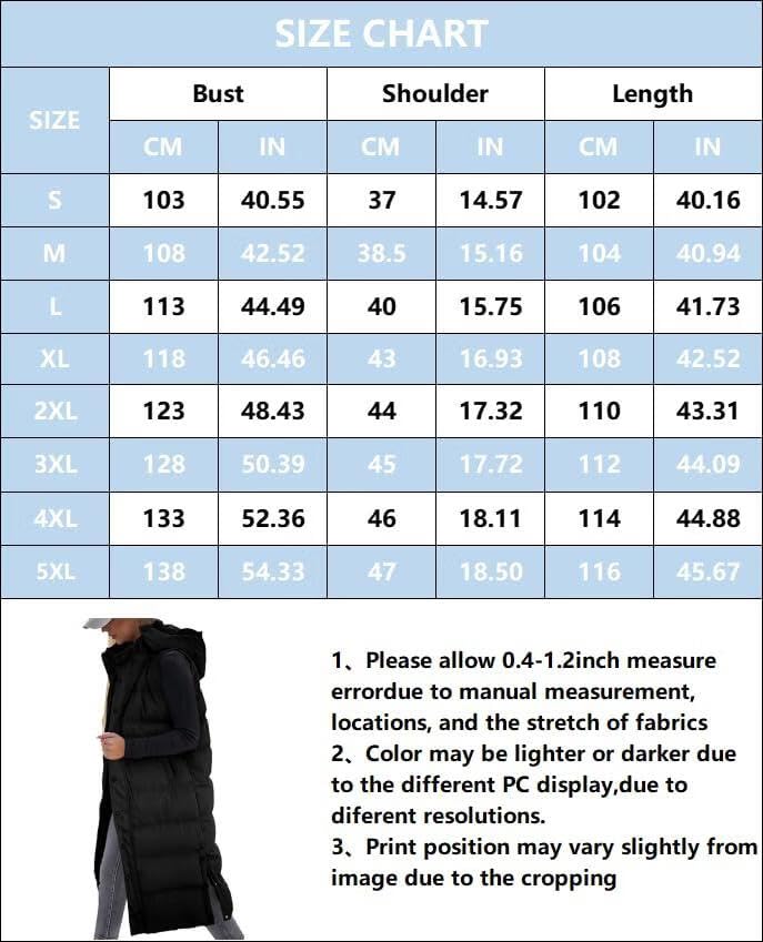 Women's Hooded Quilted Long Puffer Vest, Sleeveless Button Down Jacket