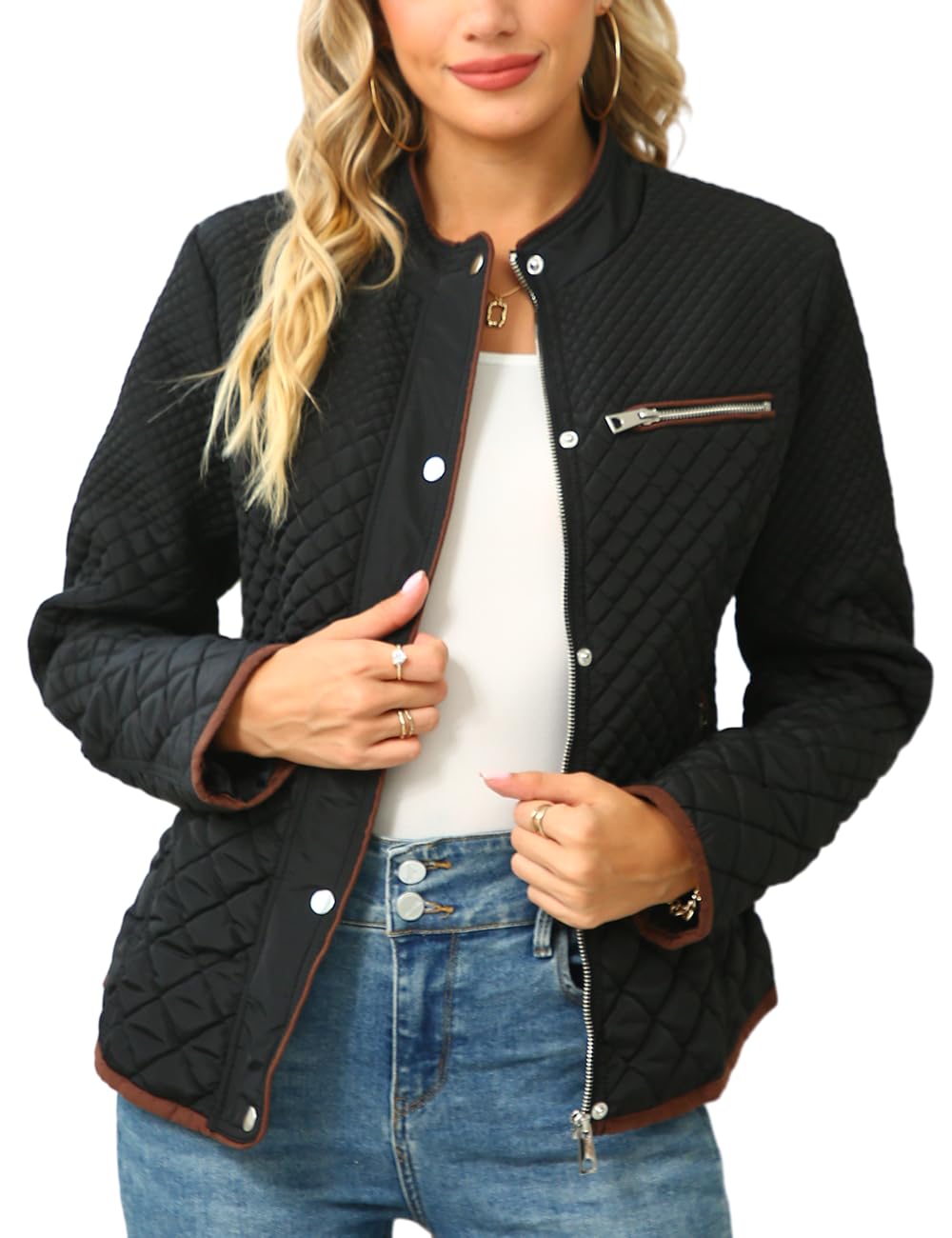 Bellivera Women's Fleece-Lined Diamond Quilted Puffer Jacket Winter Coat