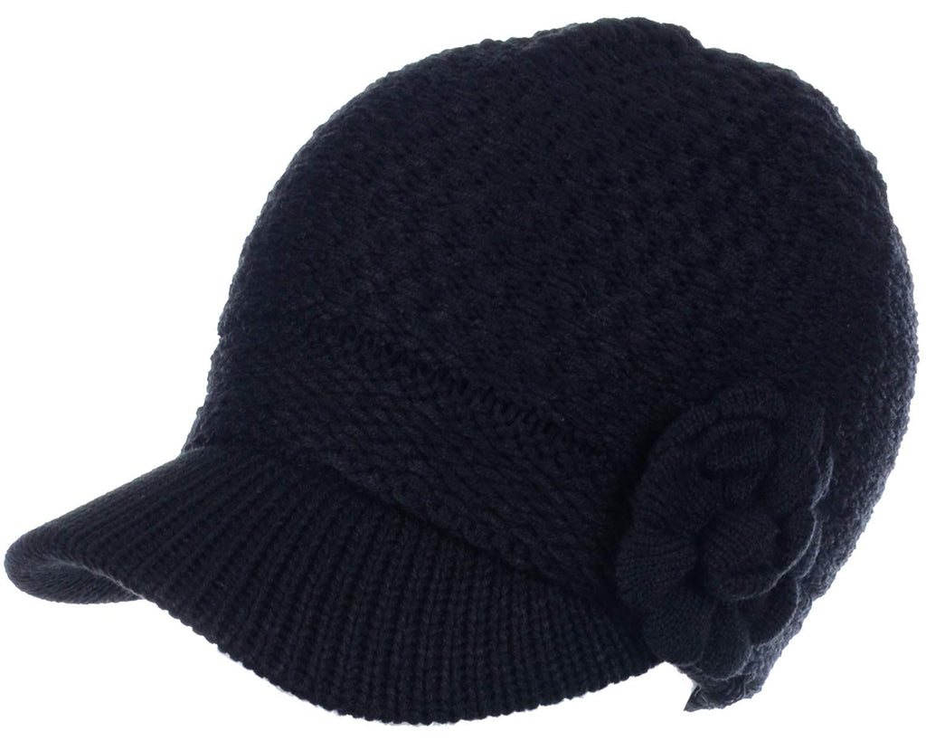 Women's Cable Knit Newsboy Cap with Fleece Lining