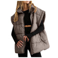 Womens Zip Up Puffer Vest Stand Collar Sleeveless Padded Jacket Coat