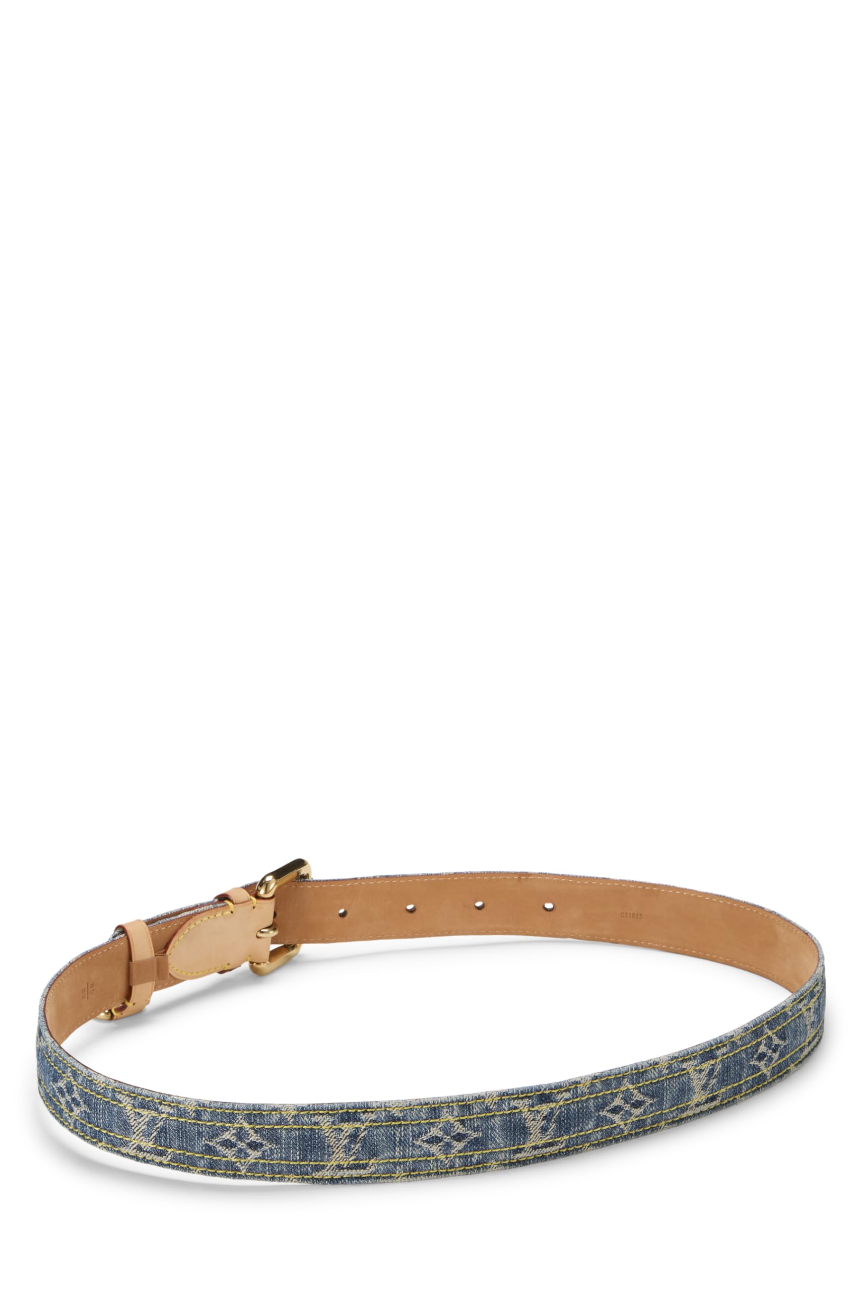 Louis Vuitton, Pre-loved Blue Monogram Denim Belt 80, Blue