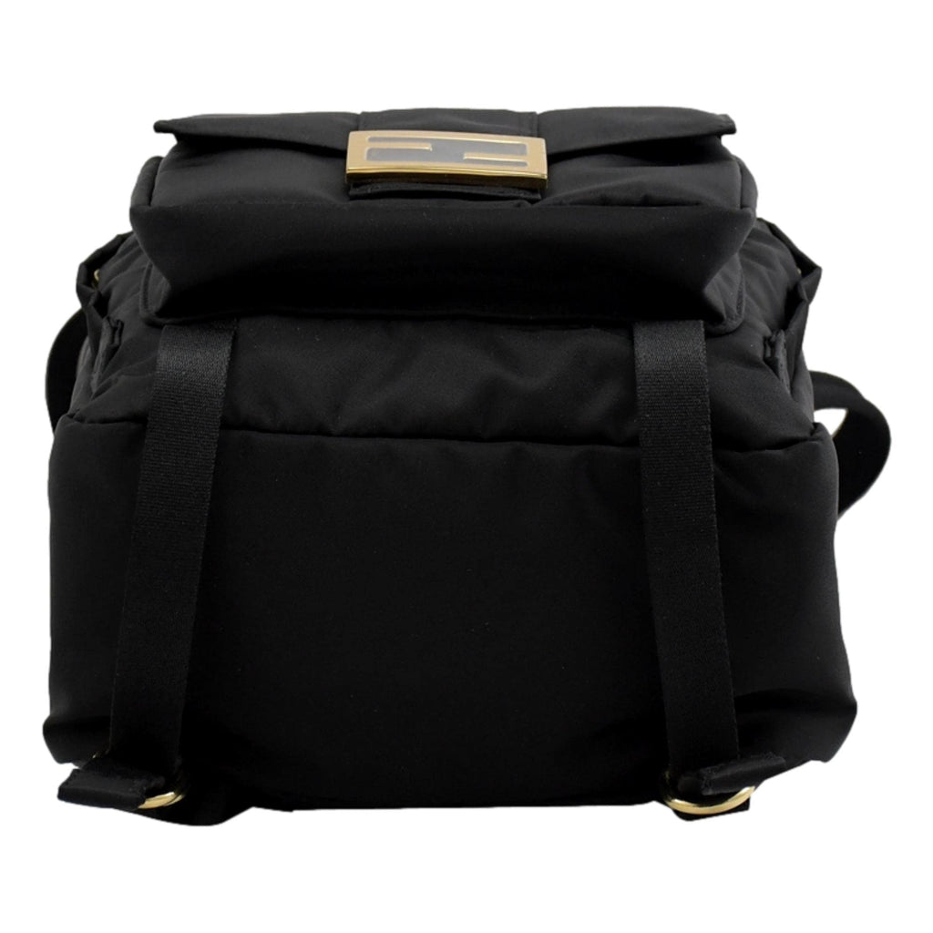FENDI Baguette Logo Backpack, Black Nylon, Backpack for Women 8BZ048