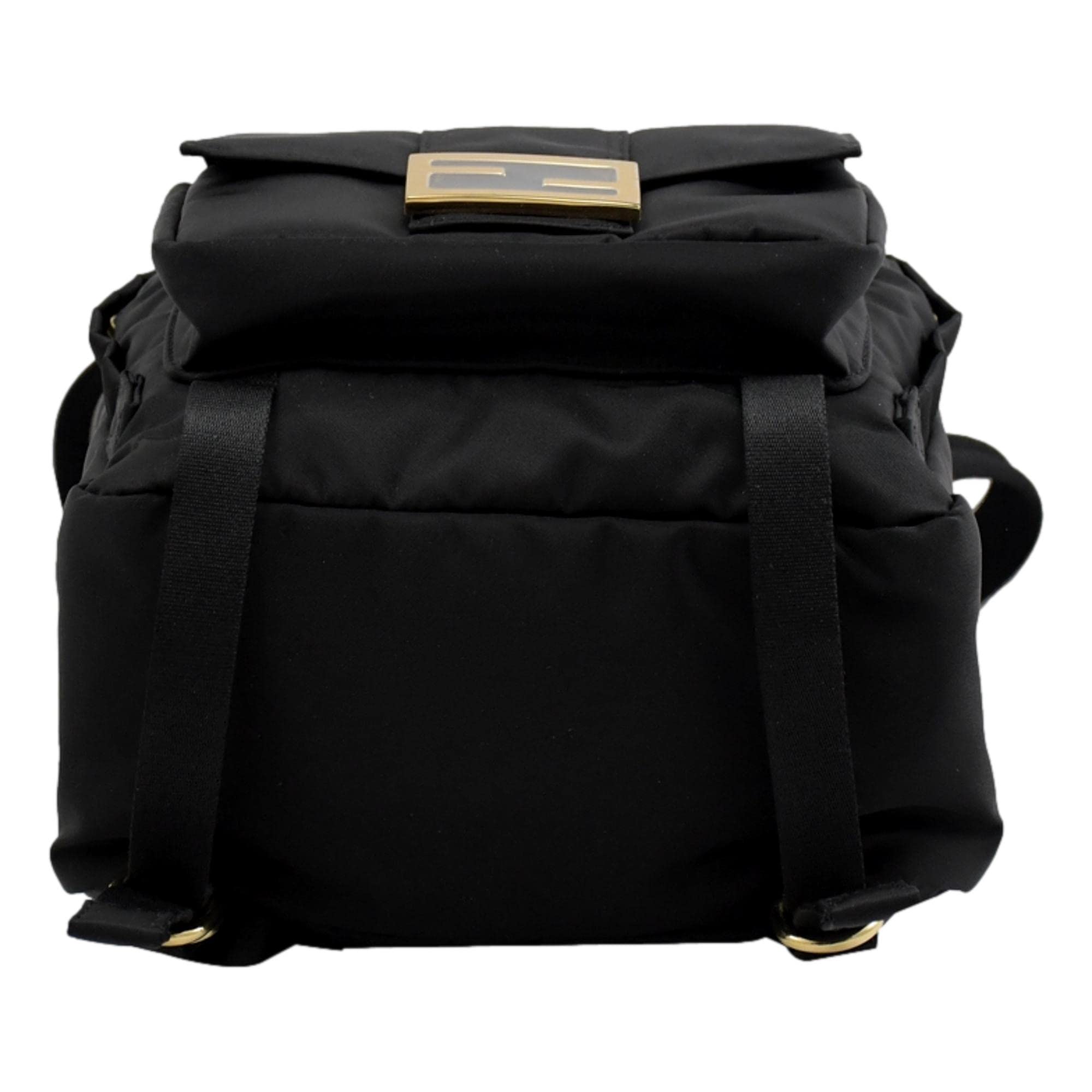 FENDI Baguette Logo Backpack, Black Nylon, Backpack for Women 8BZ048