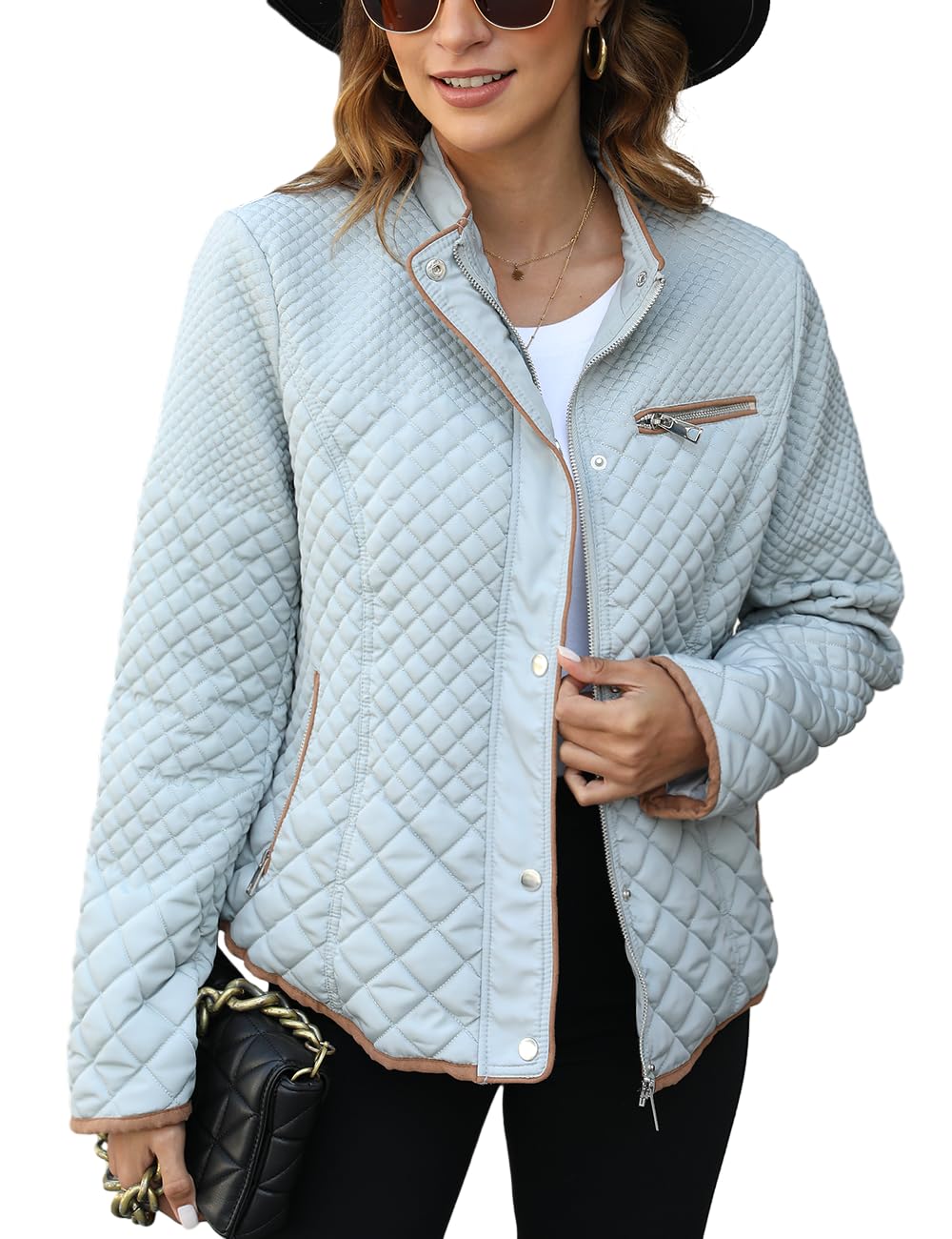 Bellivera Women's Fleece-Lined Diamond Quilted Puffer Jacket Winter Coat