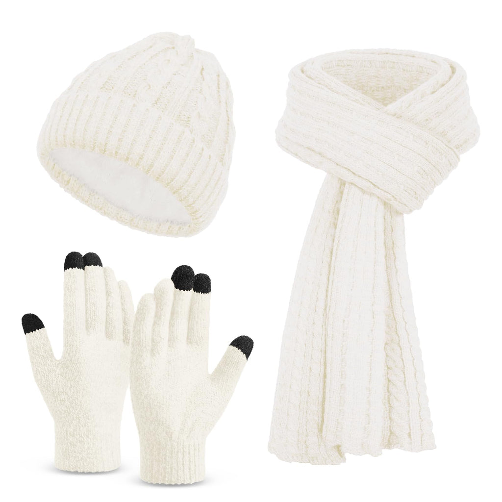 Unisex Winter Beanie, Scarf & Touchscreen Gloves Set