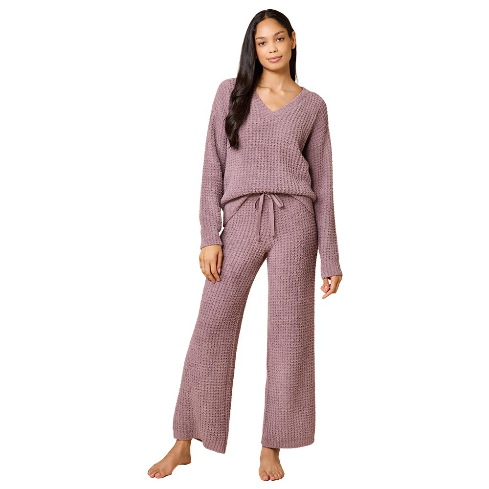 Women's Ultra-Soft Waffle Knit Lounge Set, 2-Piece Pajama Set