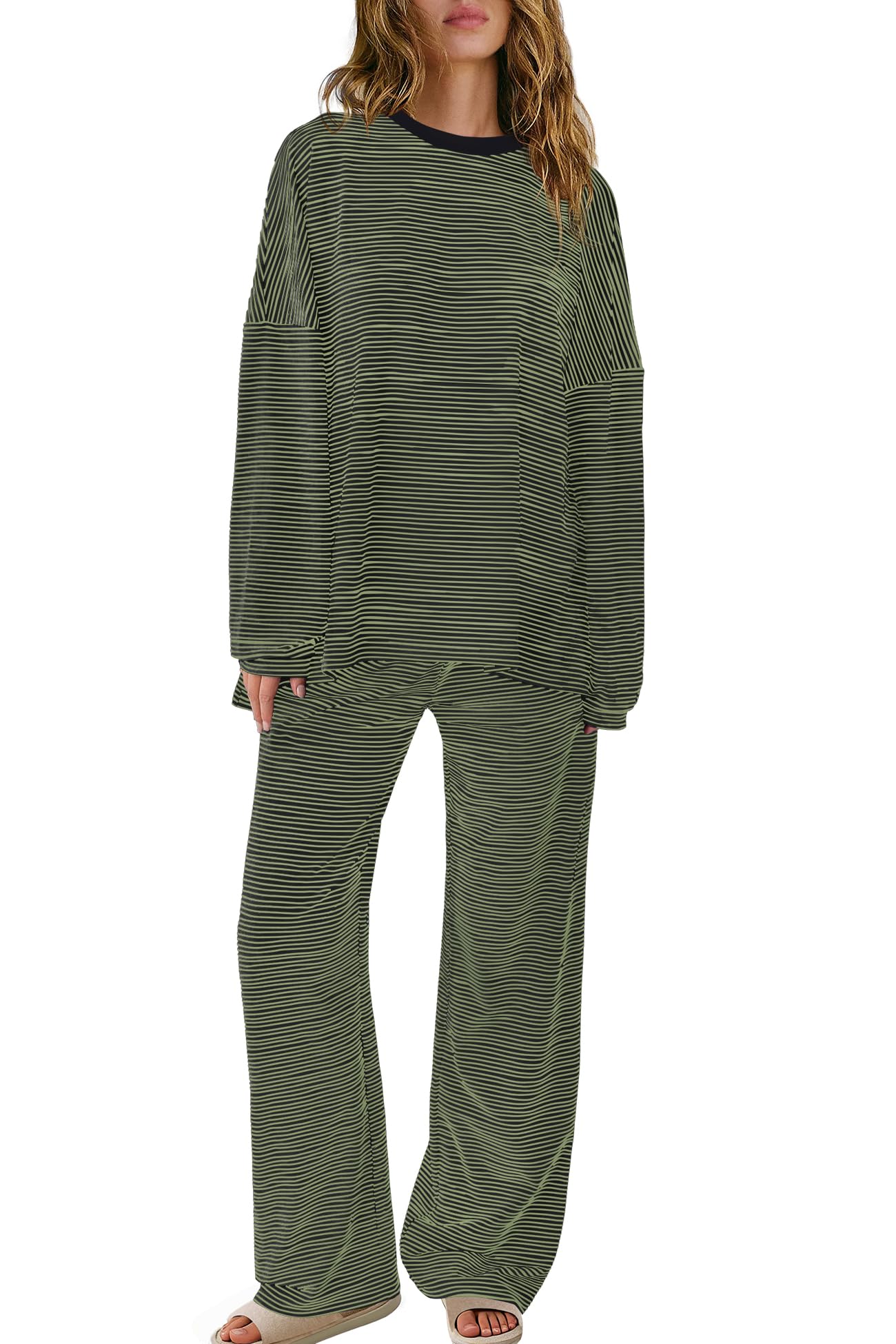 SENSERISE Womens Striped Lounge Set 2 Piece Outfits