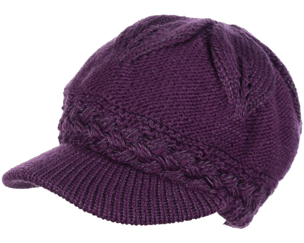 Women's Cable Knit Newsboy Cap with Fleece Lining