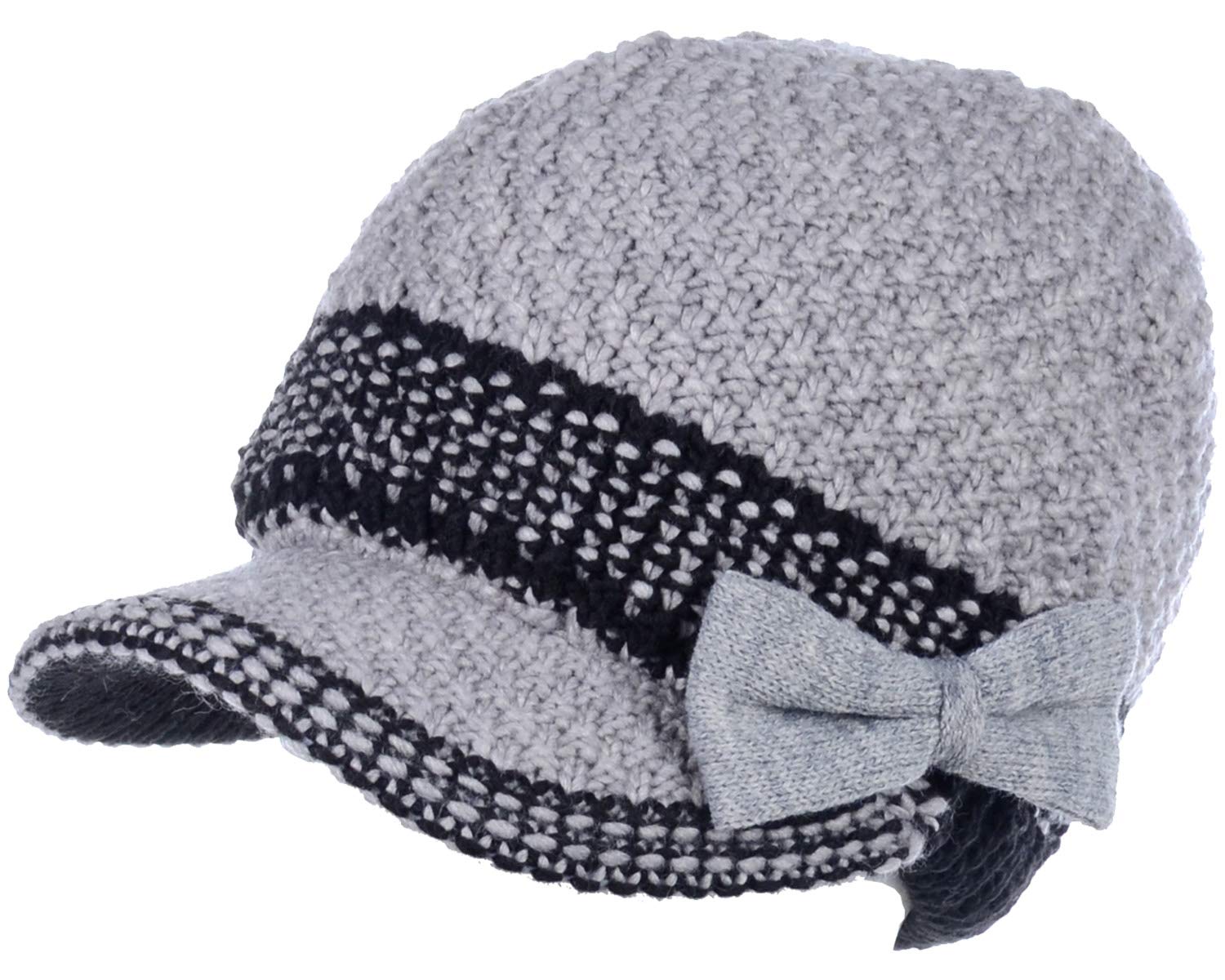 Women's Cable Knit Newsboy Cap with Fleece Lining