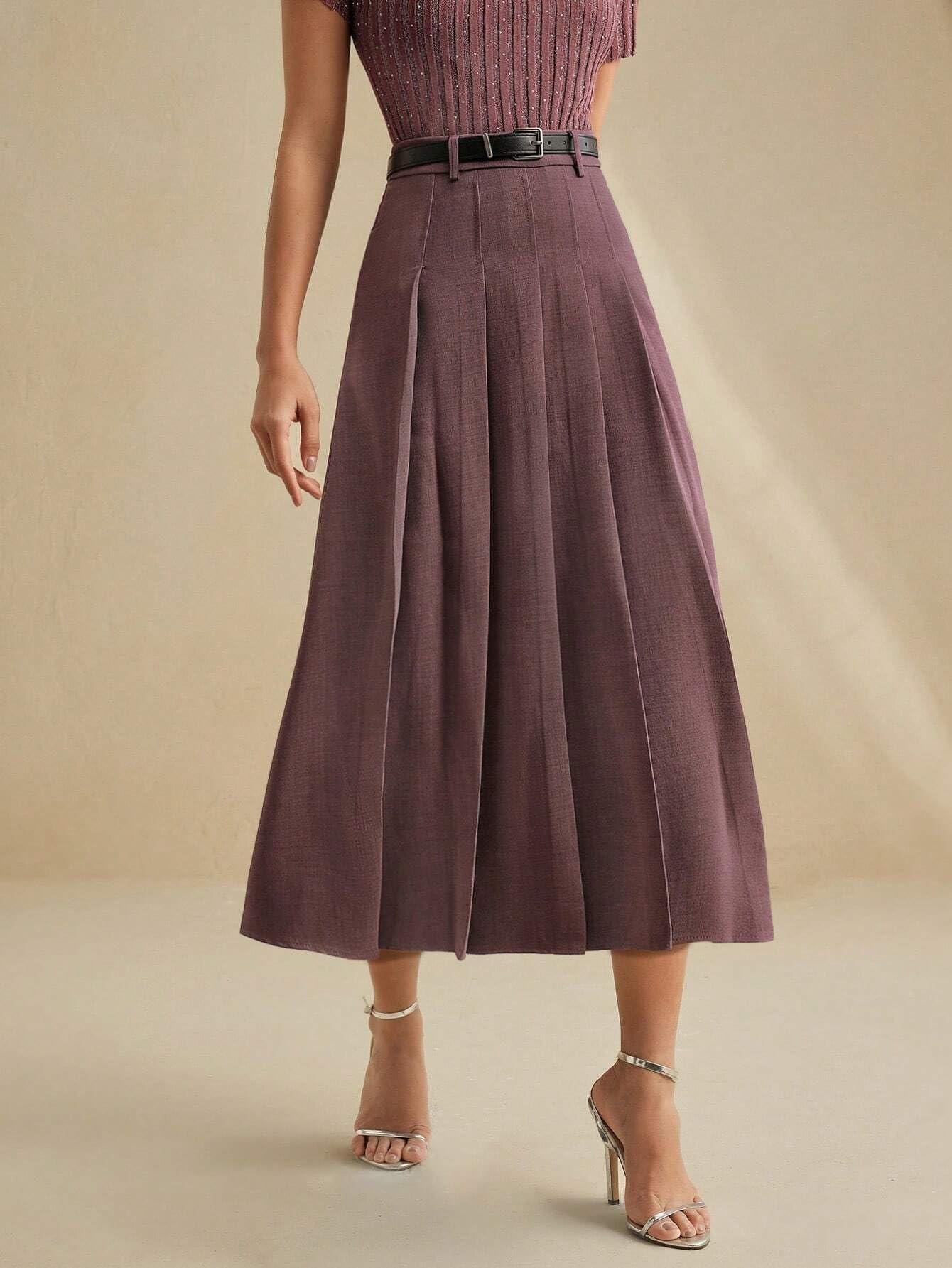 Women's Pleated Suit Skirt, Elegant Summer Skirt