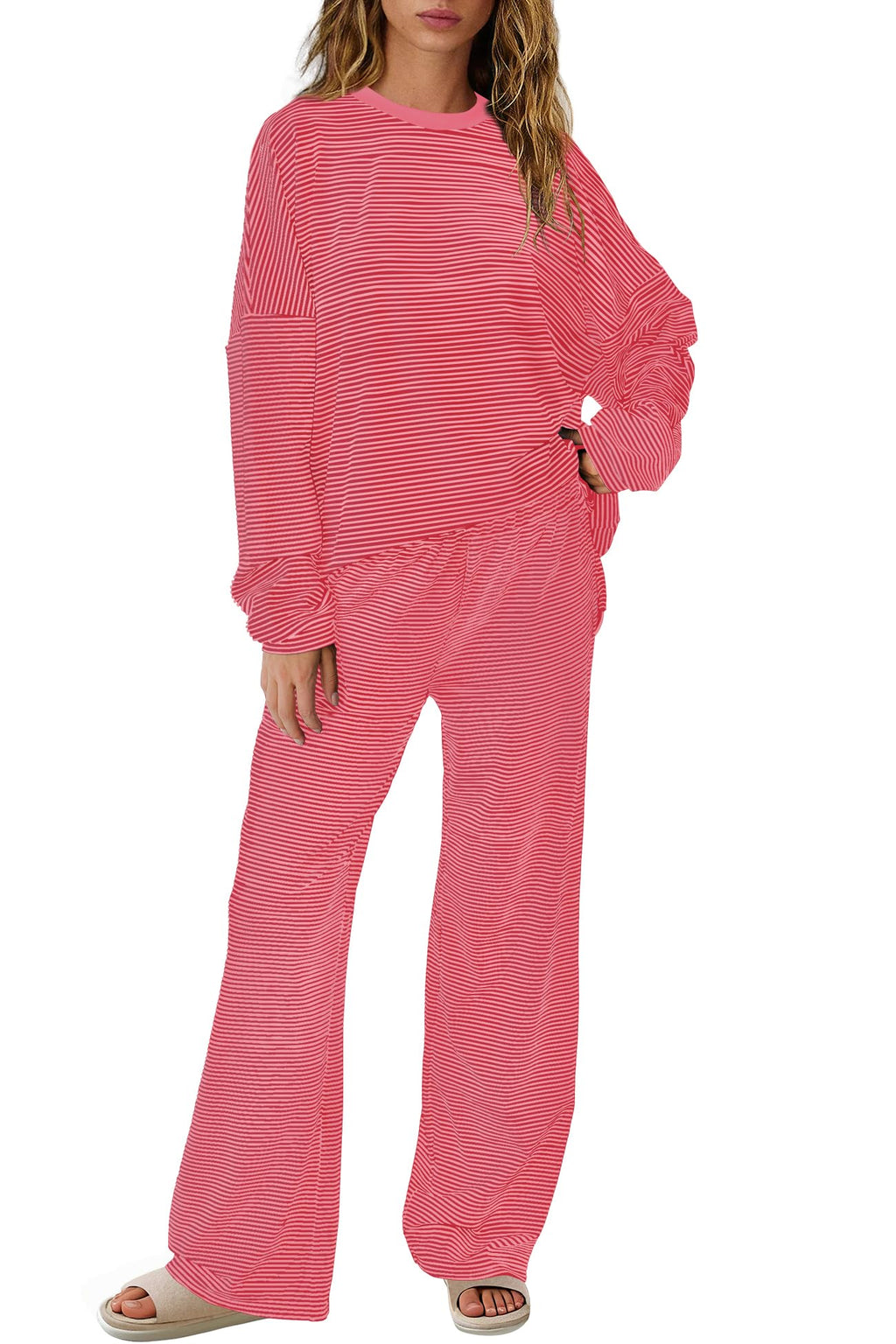 SENSERISE Womens Striped Lounge Set 2 Piece Outfits