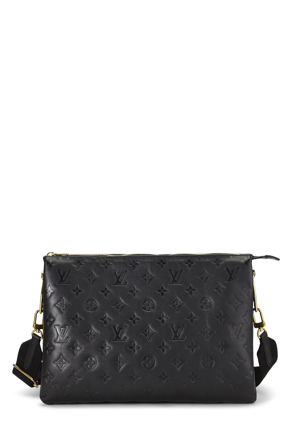 Louis Vuitton, Pre-loved Black Monogram Leather Coussin MM, Black