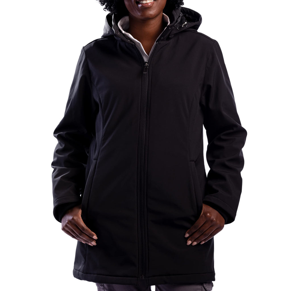 Women's Water-Repellent Hooded Soft Shell Rain Coat with Hidden Pockets