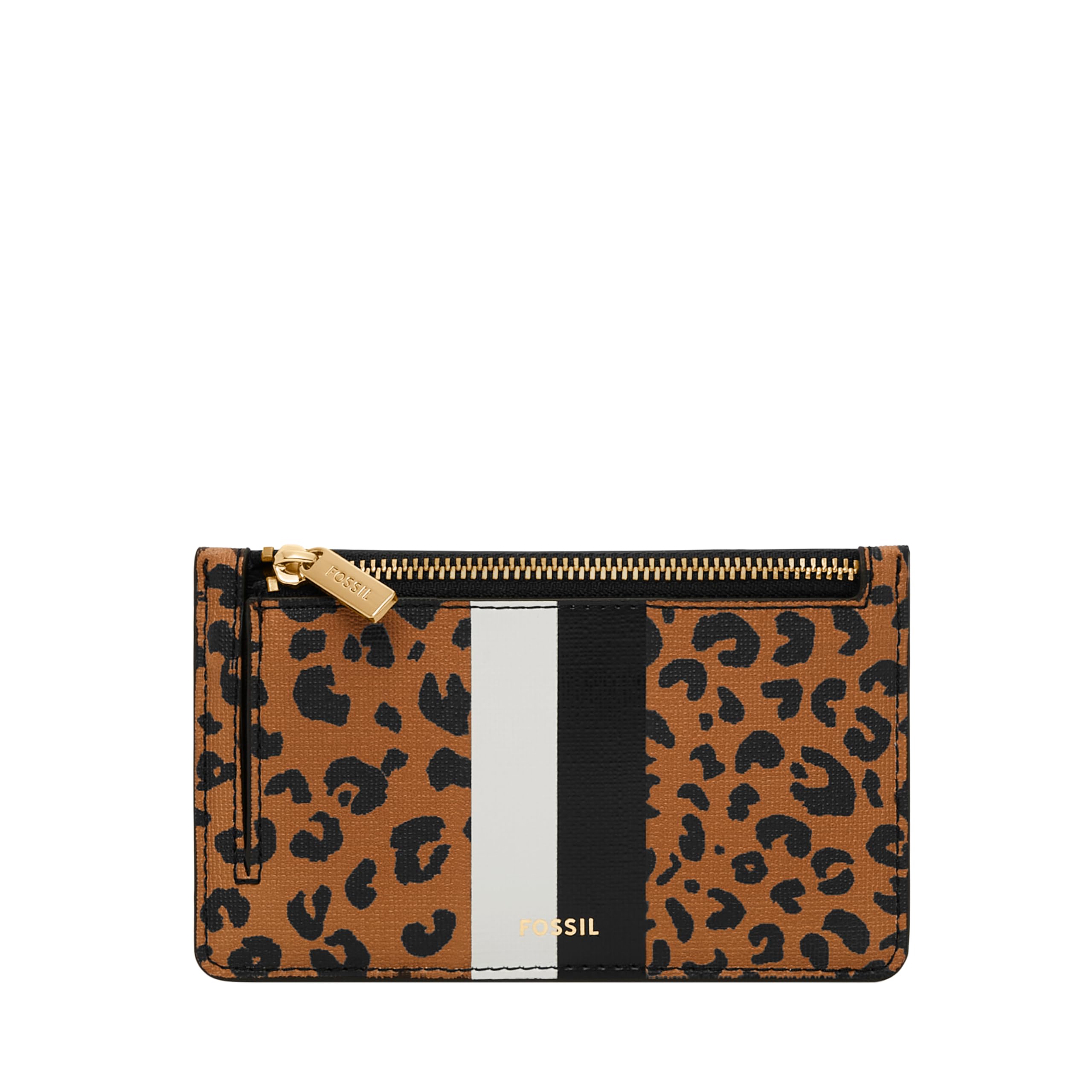 Fossil Women's Logan RFID-Blocking Leather Zip Around Card Case Wallet with Keychain