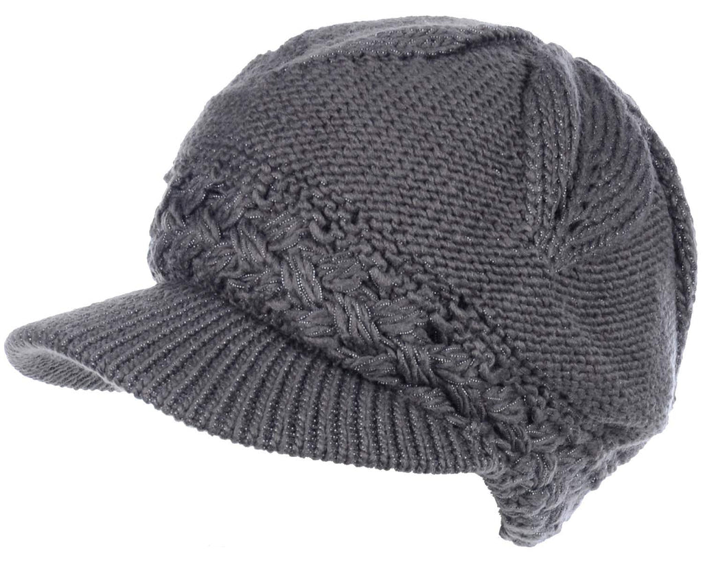 Women's Cable Knit Newsboy Cap with Fleece Lining