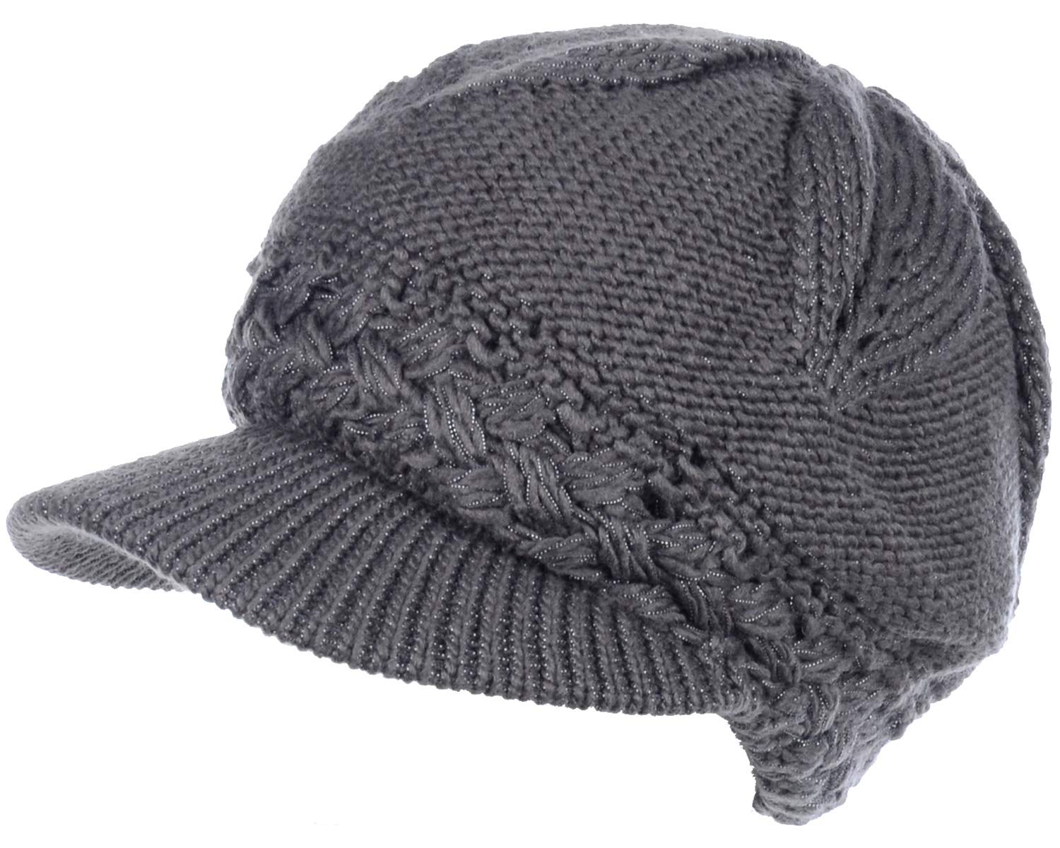 Women's Cable Knit Newsboy Cap with Fleece Lining
