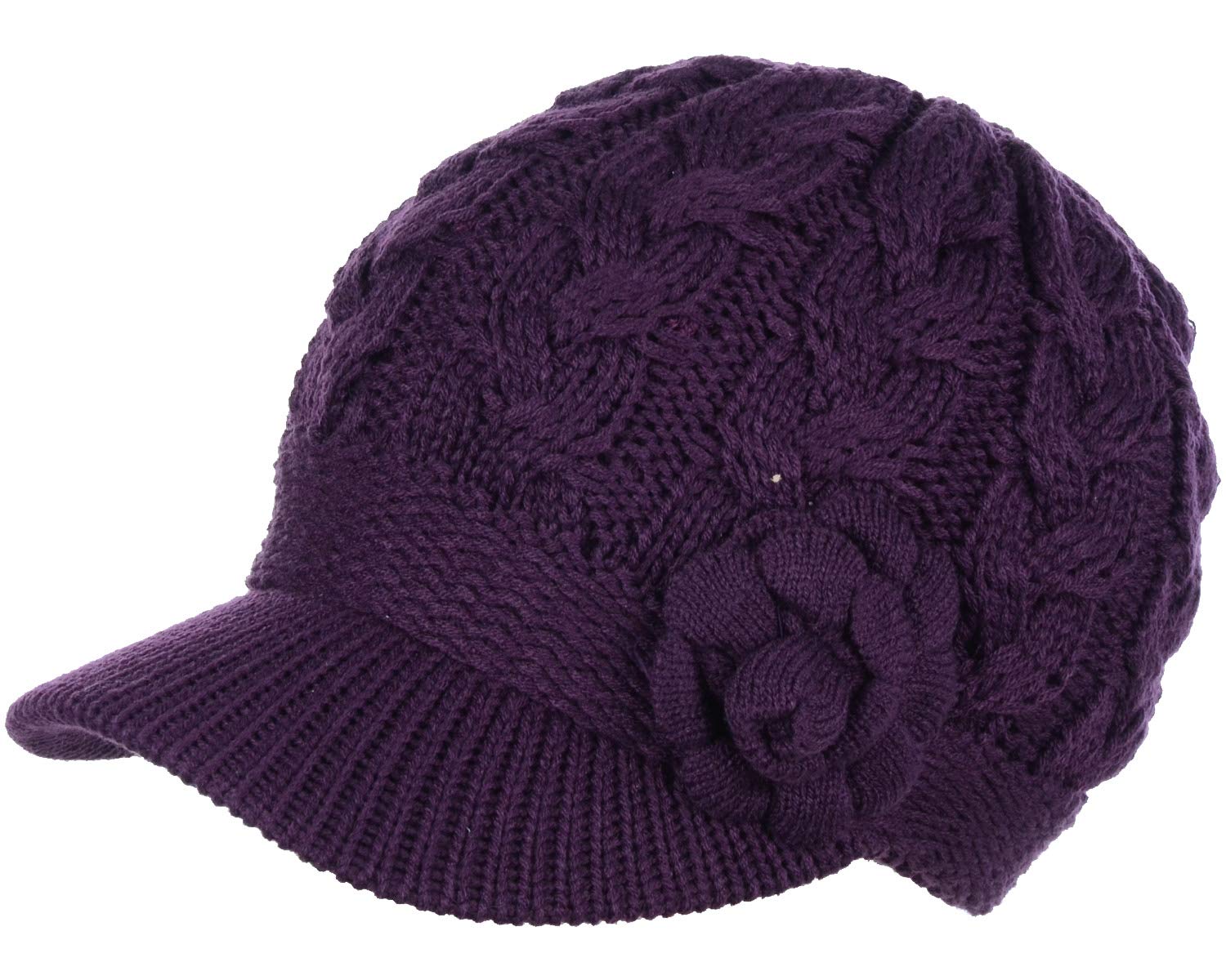 Women's Cable Knit Newsboy Cap with Fleece Lining