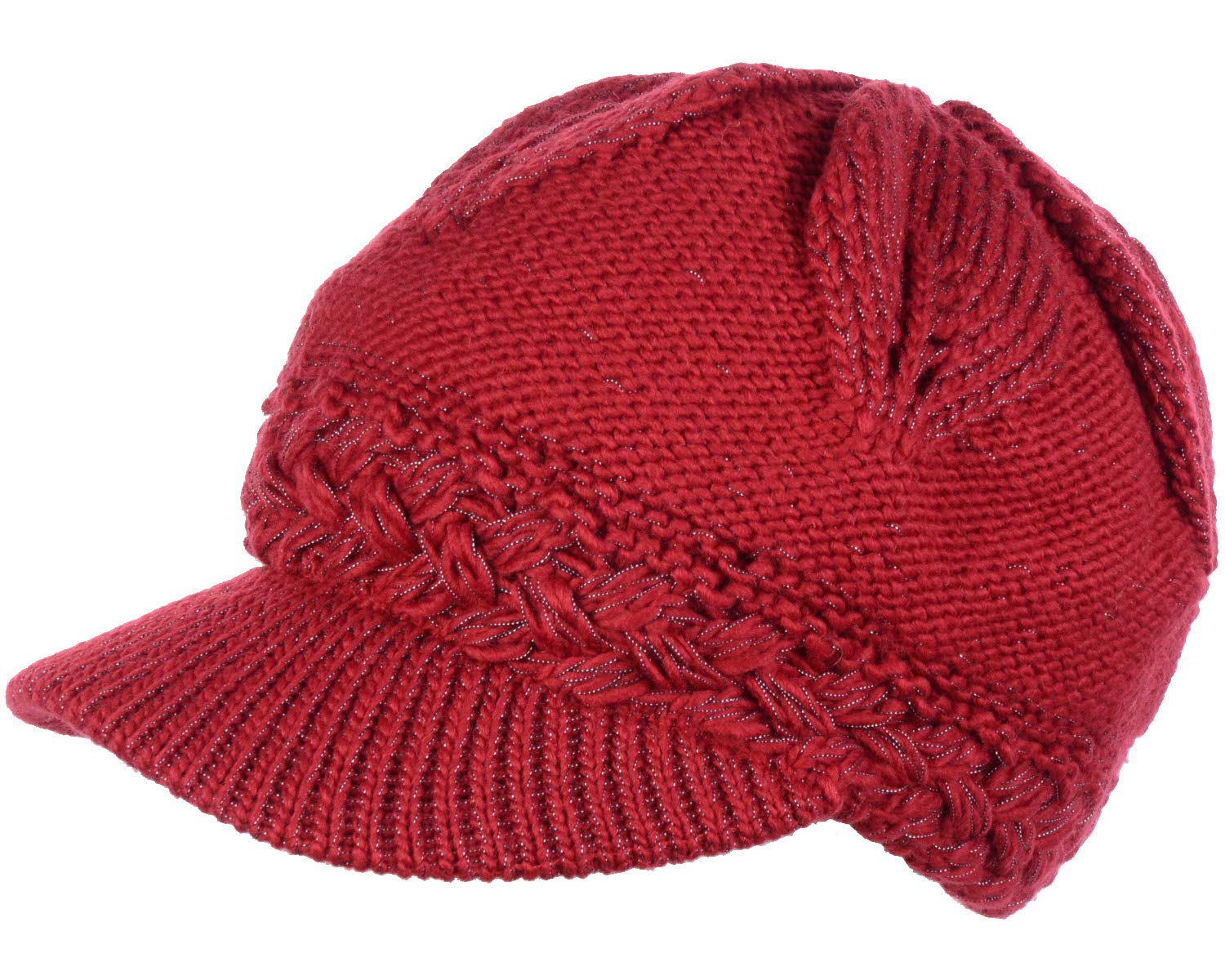 Women's Cable Knit Newsboy Cap with Fleece Lining