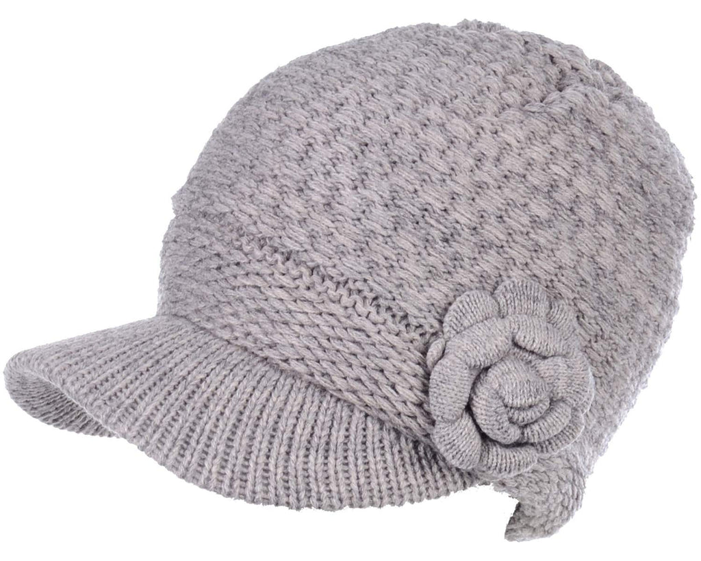 Women's Cable Knit Newsboy Cap with Fleece Lining