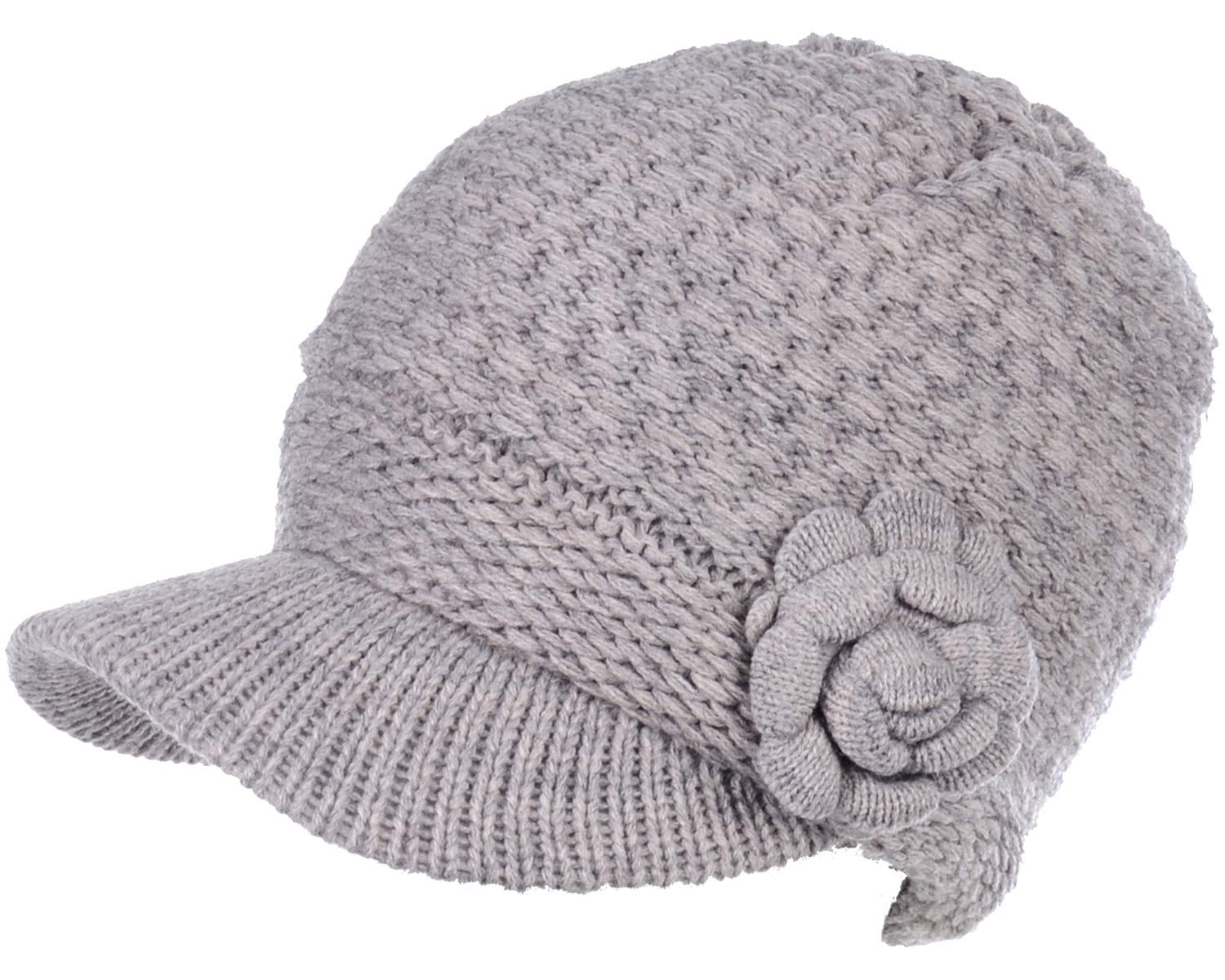 Women's Cable Knit Newsboy Cap with Fleece Lining