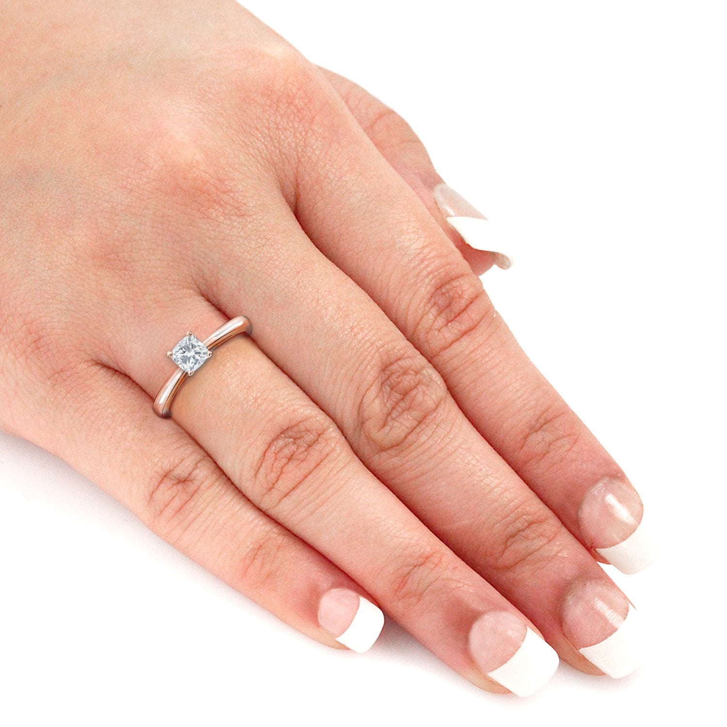 Cushion Cut Diamond Solitaire Ring, 14K Gold