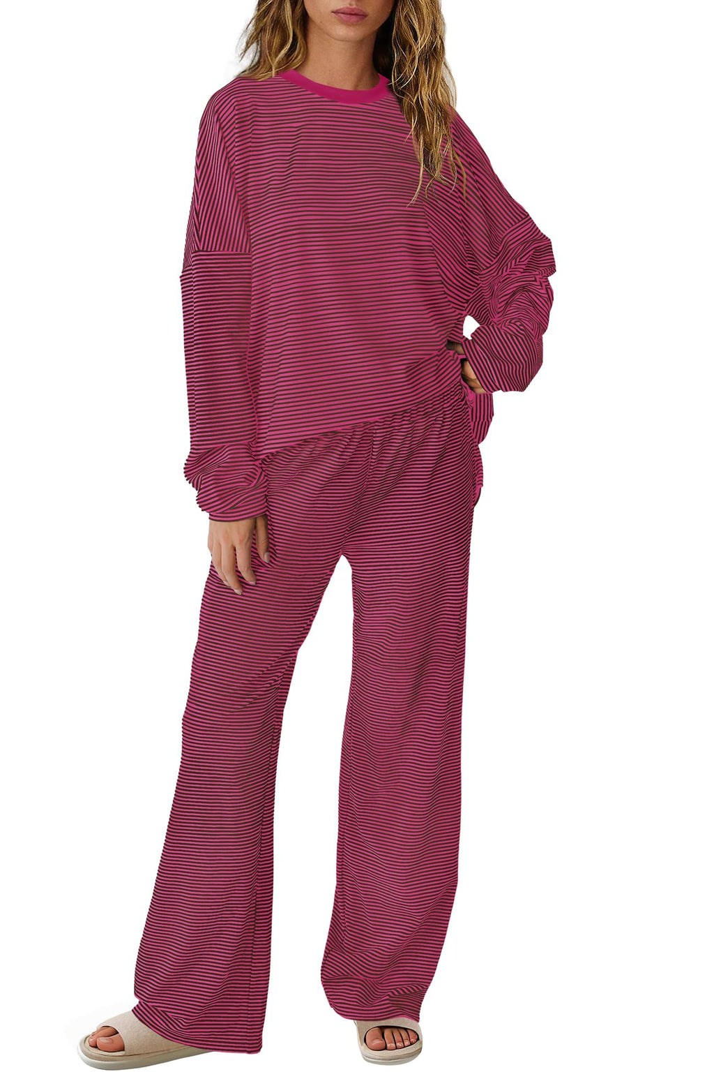 SENSERISE Womens Striped Lounge Set 2 Piece Outfits