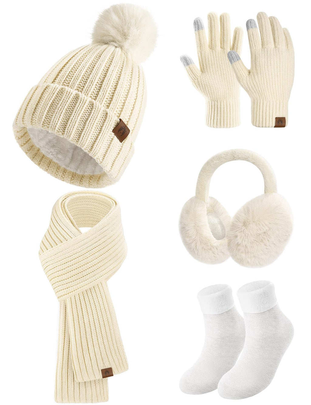 Women's Winter Beanie, Scarf & Gloves 5-Piece Set