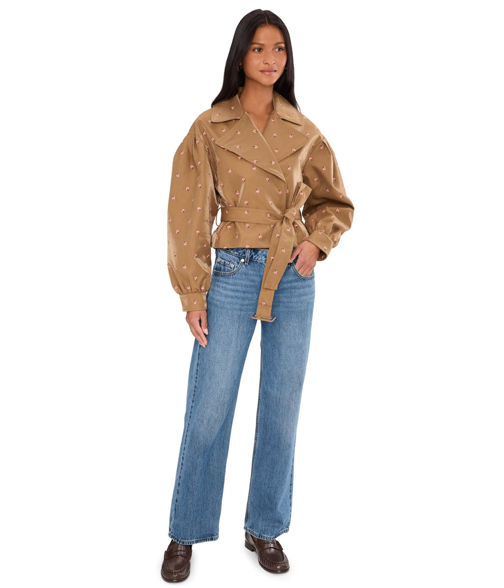 Avec Les Filles Women's Cropped Belted Trench Coat