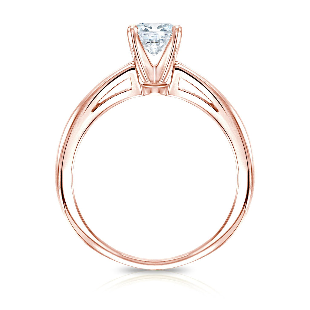 Cushion Cut Diamond Solitaire Ring, 14K Gold