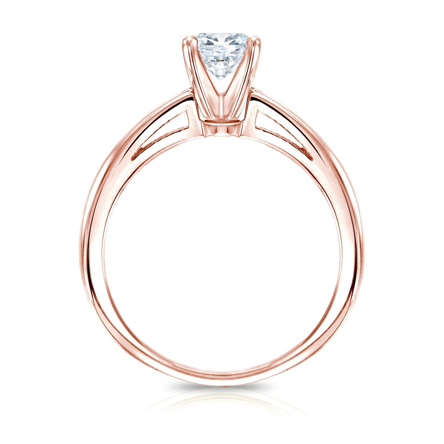 Cushion Cut Diamond Solitaire Ring, 14K Gold