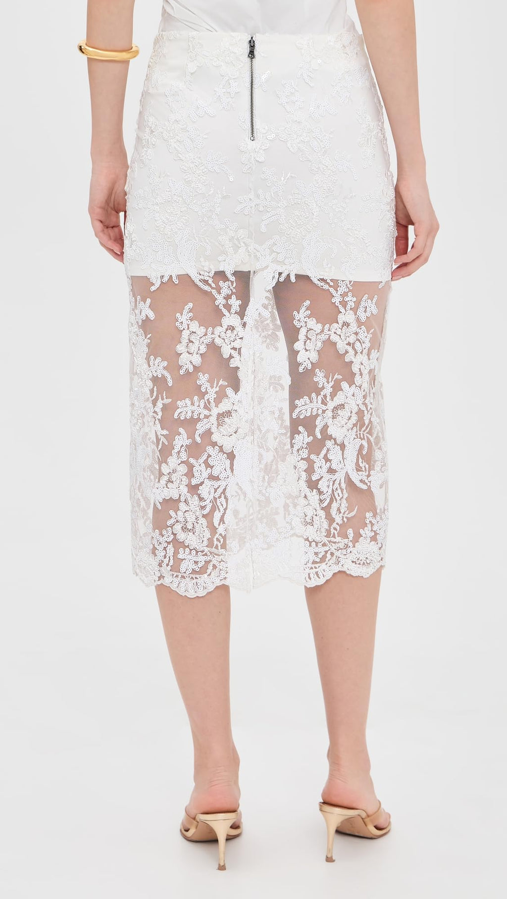alice + olivia Women's Medine Embellished Lace Midi Slip Skirt