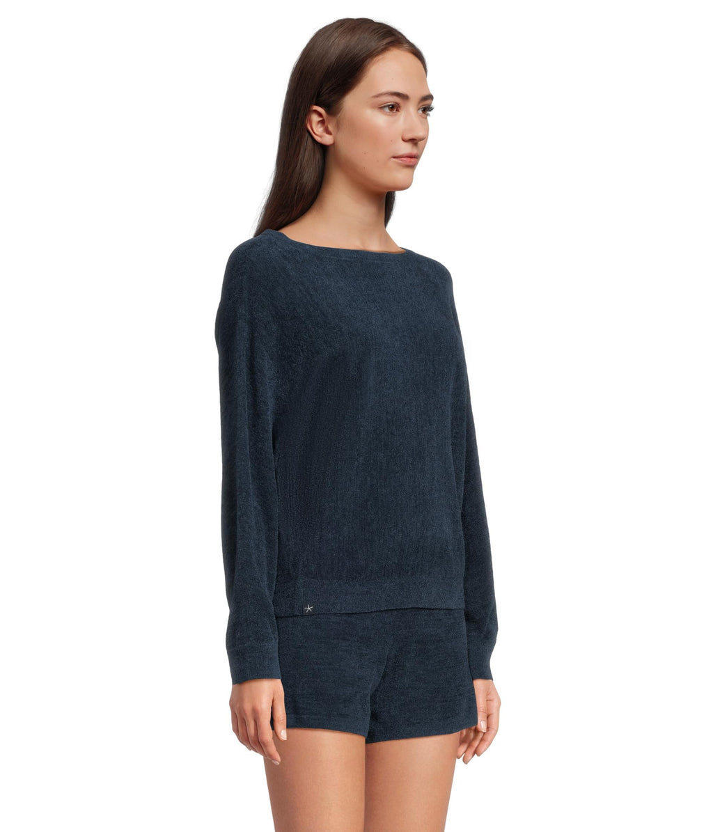 Women's Cozy Knit Boatneck Pullover & Shorts Set