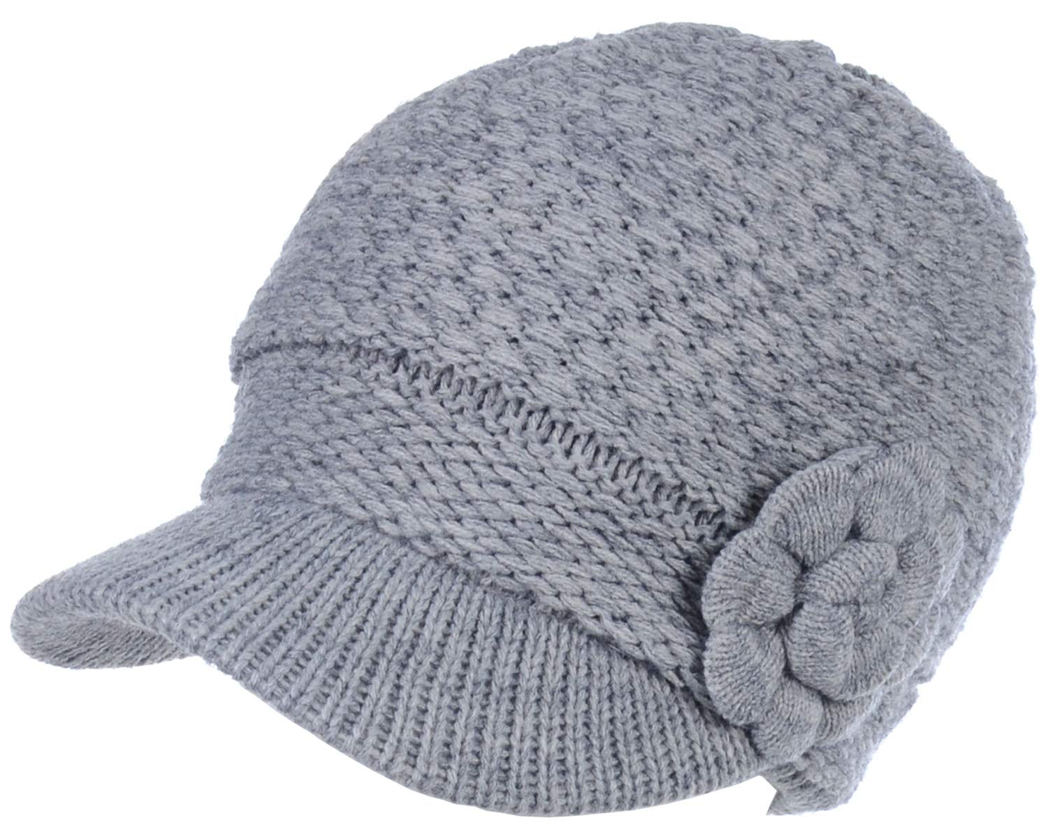 Women's Cable Knit Newsboy Cap with Fleece Lining