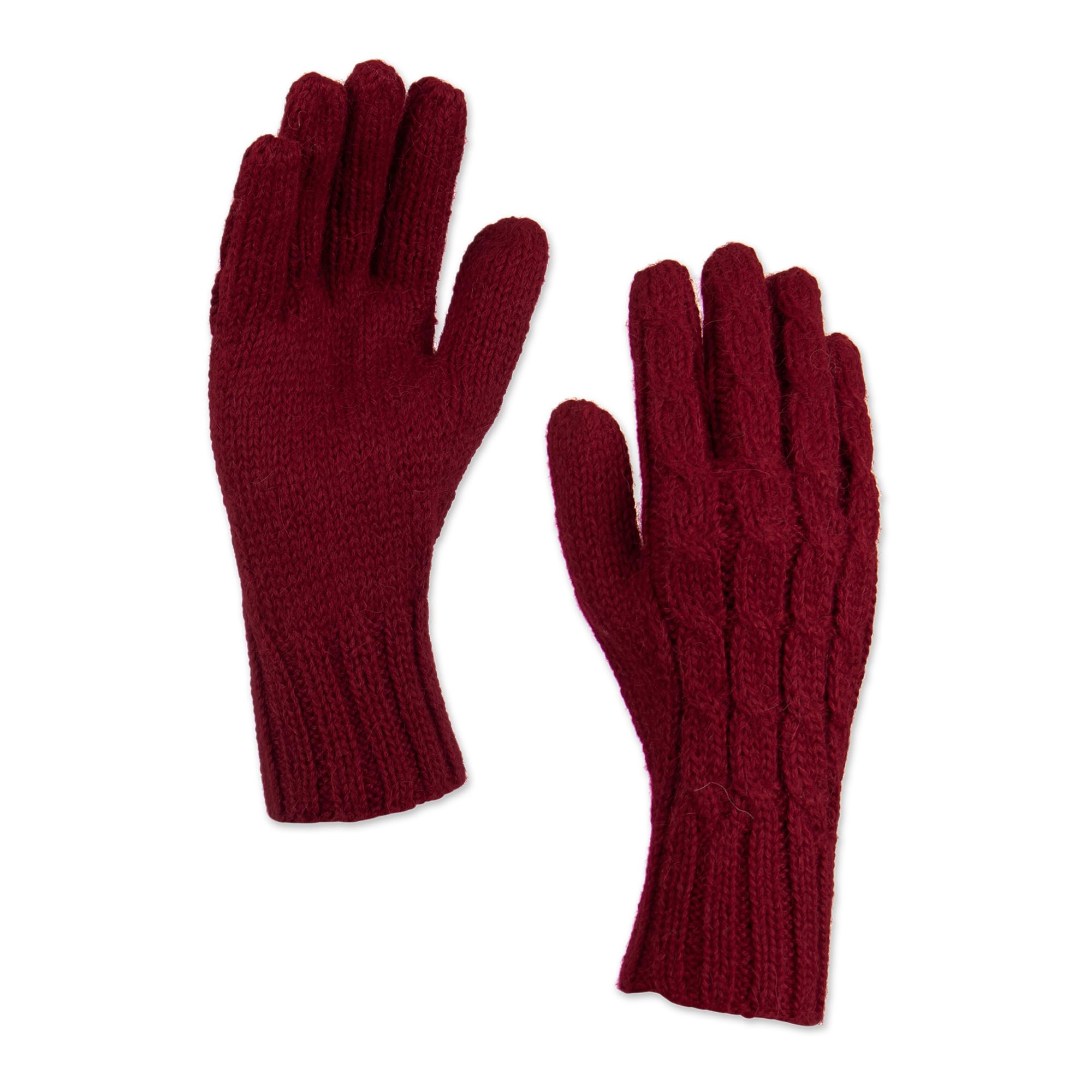 Women's 100% Alpaca Cable Knit Gloves, Light Mauve