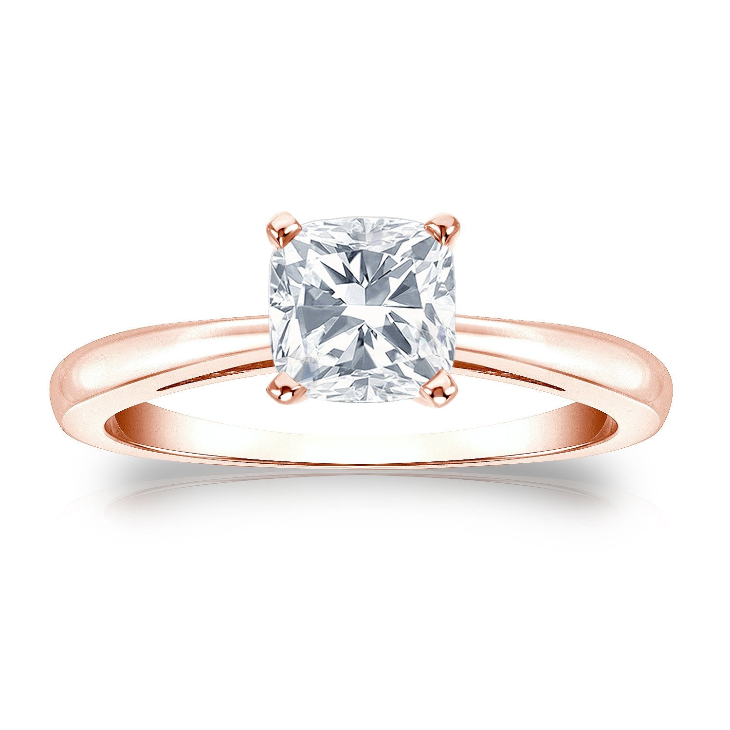 Cushion Cut Diamond Solitaire Ring, 14K Gold