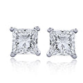 Certified Lab Grown Princess Cut Diamond Stud Earrings, Screw Back