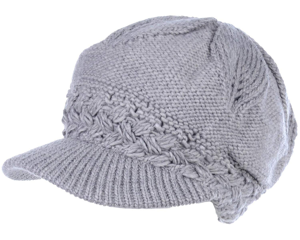 Women's Cable Knit Newsboy Cap with Fleece Lining