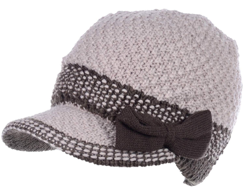 Women's Cable Knit Newsboy Cap with Fleece Lining