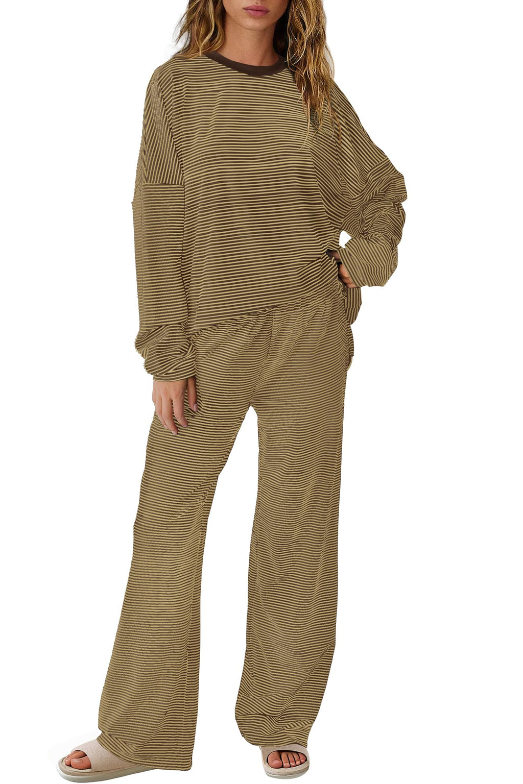 SENSERISE Womens Striped Lounge Set 2 Piece Outfits