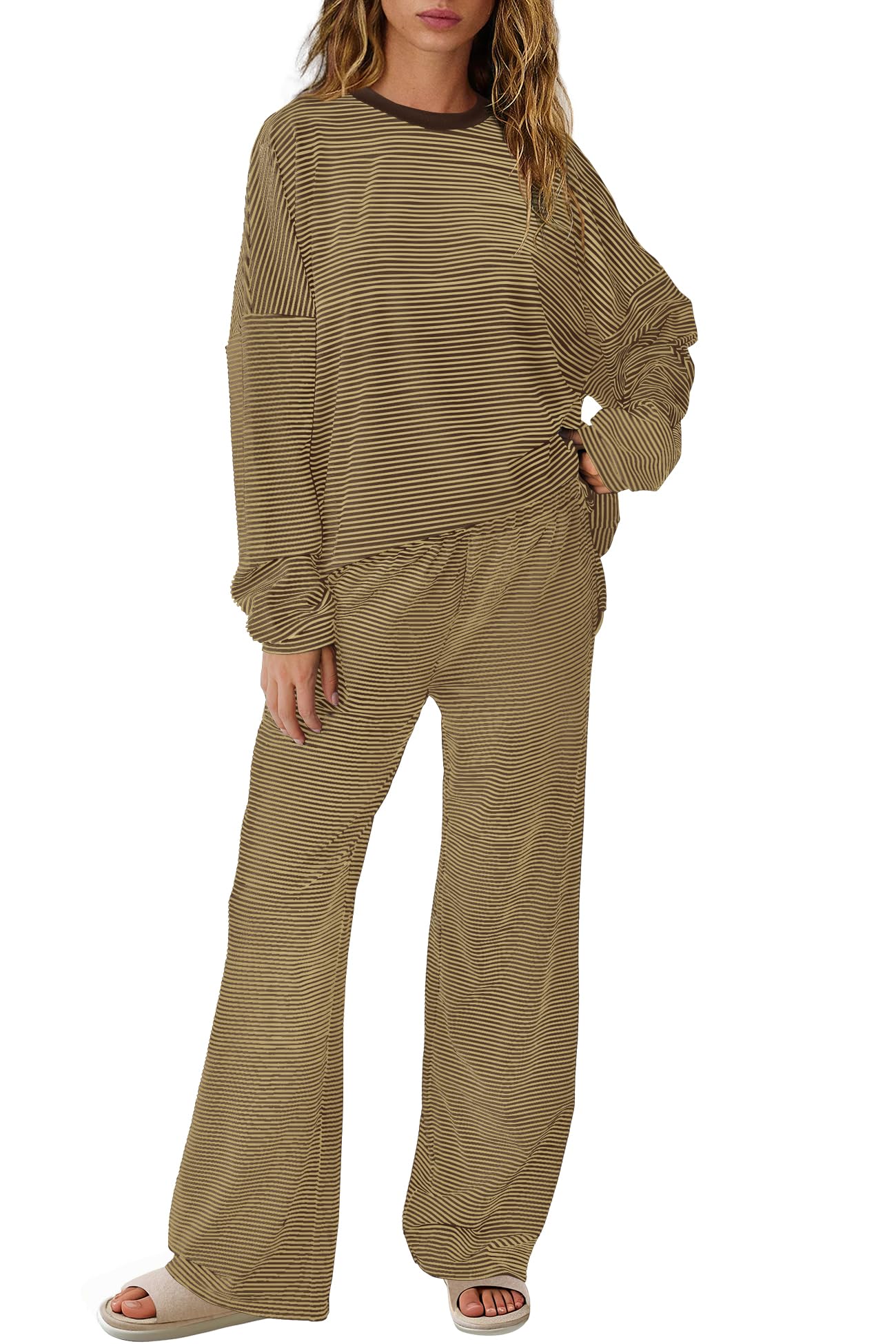 SENSERISE Womens Striped Lounge Set 2 Piece Outfits