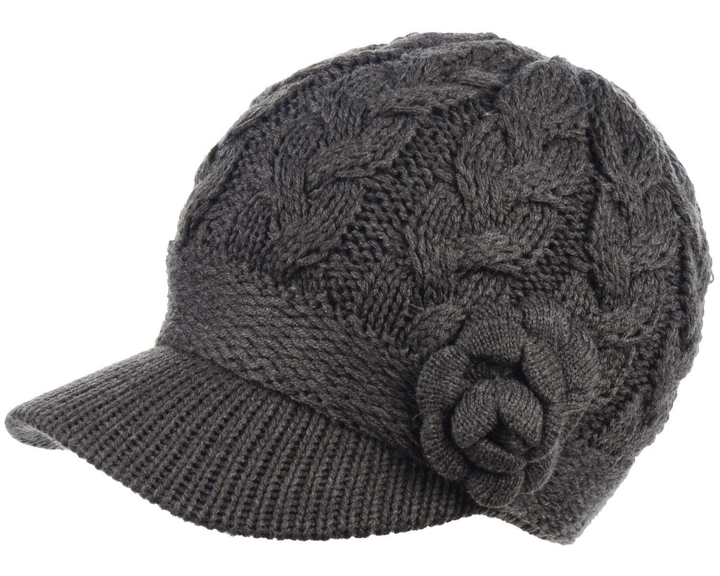 Women's Cable Knit Newsboy Cap with Fleece Lining