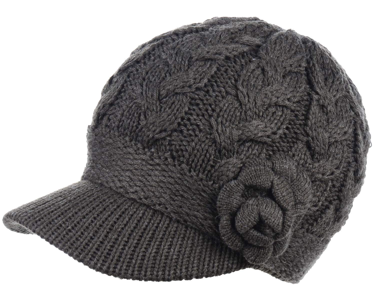 Women's Cable Knit Newsboy Cap with Fleece Lining