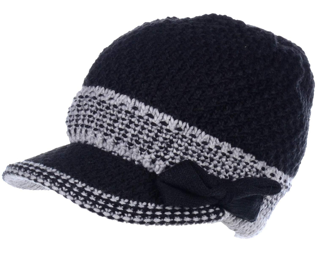 Women's Cable Knit Newsboy Cap with Fleece Lining