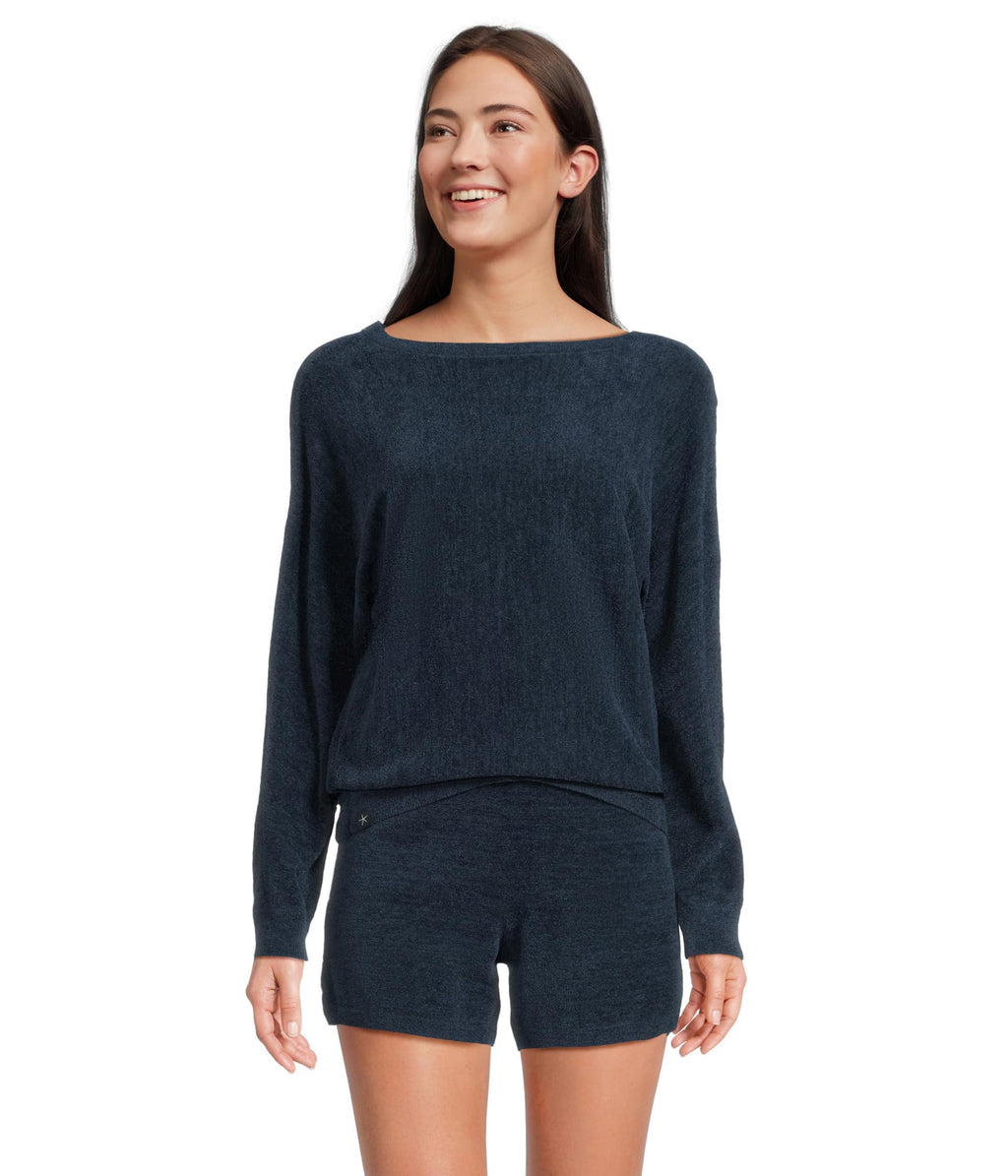 Women's Cozy Knit Boatneck Pullover & Shorts Set
