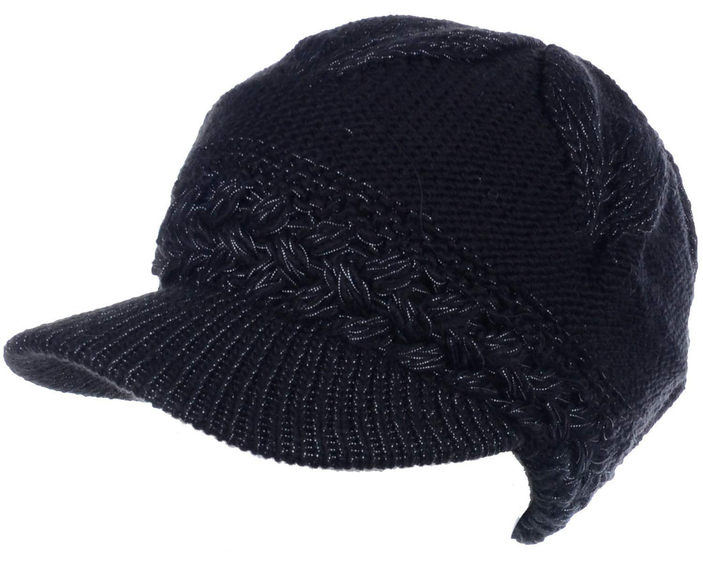 Women's Cable Knit Newsboy Cap with Fleece Lining