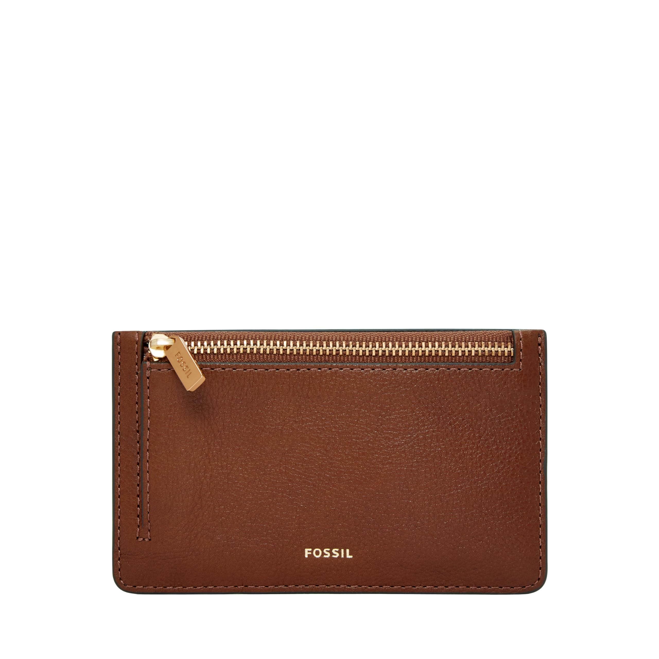 Fossil Women's Logan RFID-Blocking Leather Zip Around Card Case Wallet with Keychain