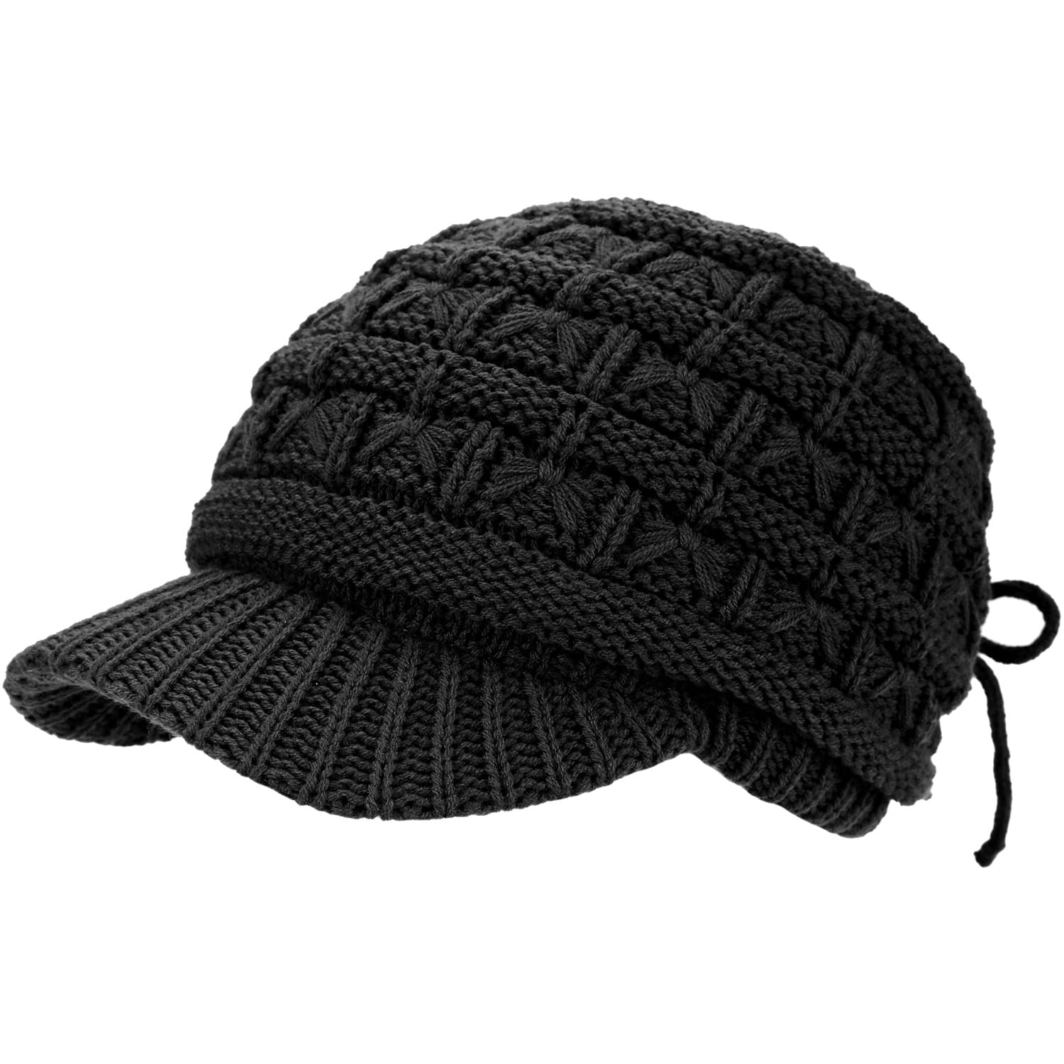 Women's Cable Knit Newsboy Cap with Fleece Lining