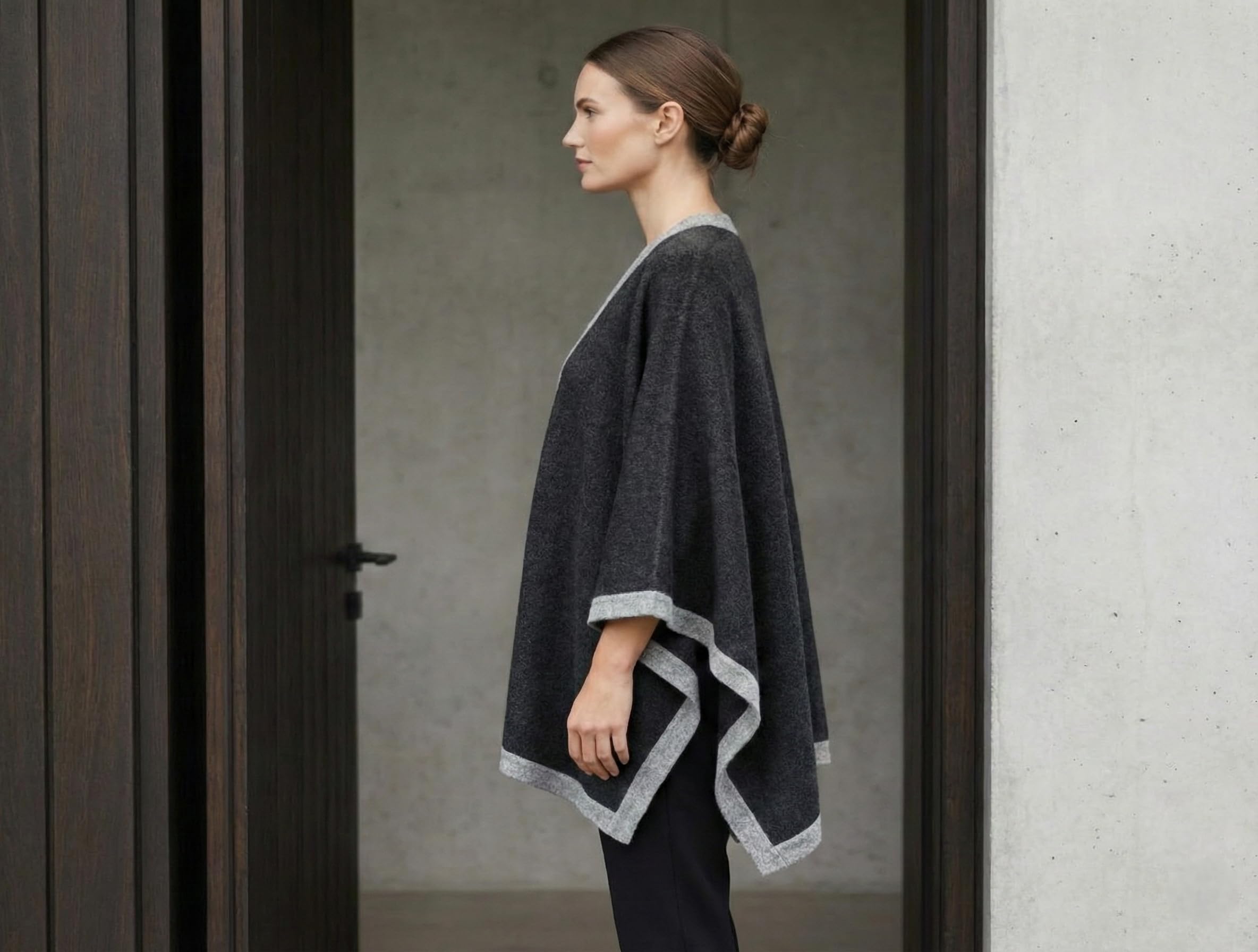 Women's 100% Cashmere Open Front Wrap Shawl